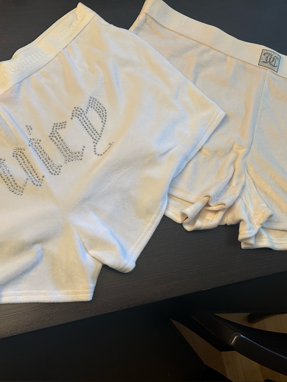 NWT Juicy Couture White Rhinestone Logo Short boxer pajama bottoms XL